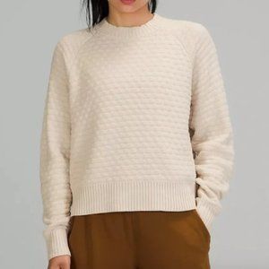 LULULEMON Cream Knit Texture Play Crewneck Sweater XS/S